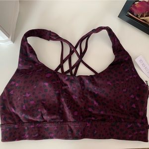 NWT Victoria's Secret Essential Strappy Sports Bra, Purple/Black Animal Print, M